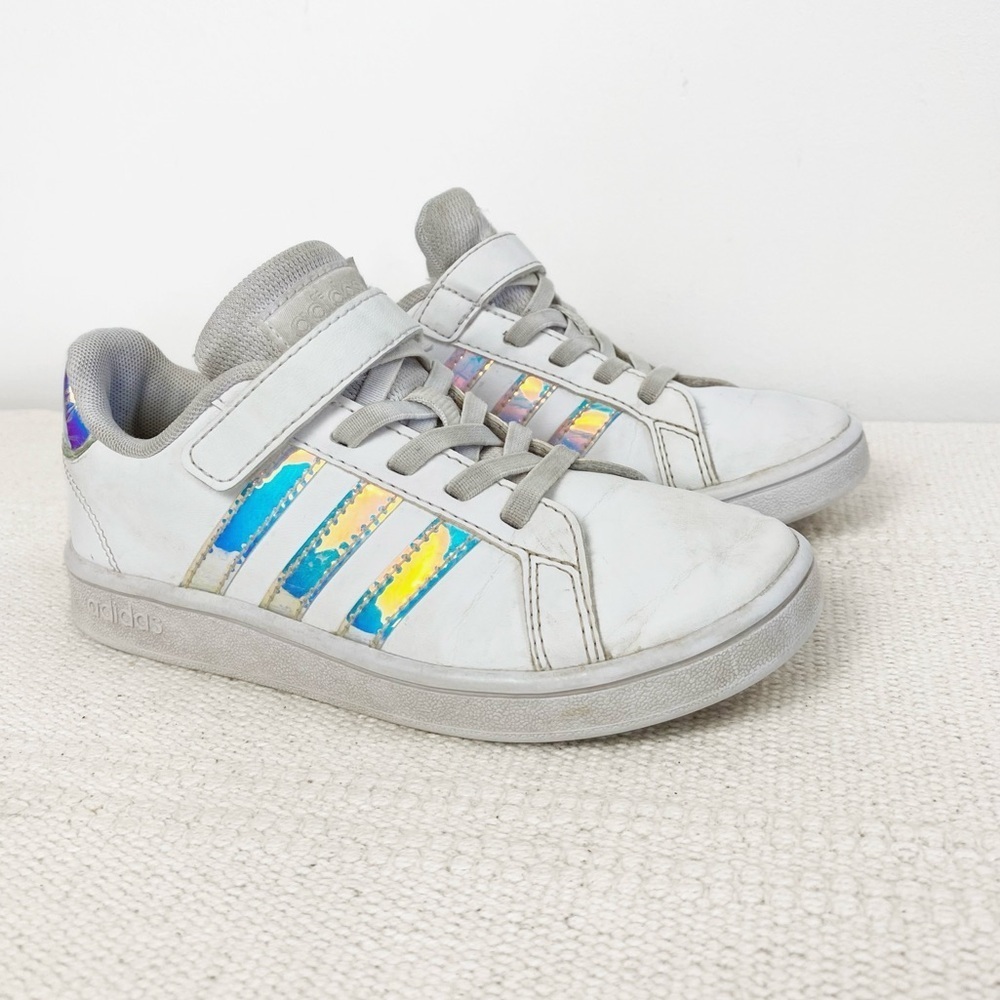 SALE 🛍️ ADIDAS Grand Court Holographic stripes sneakers Kids size 12